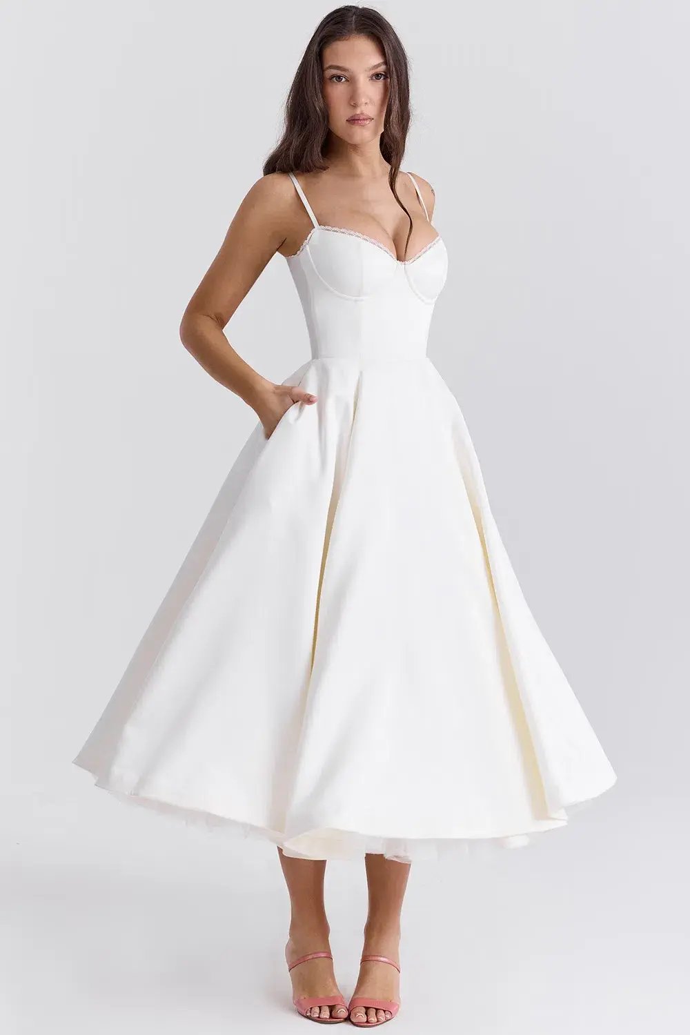 House of CB Mademoiselle White Tull Midi Dress Size AU 6 photo 5