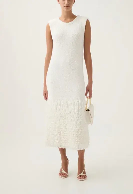 Aje Dimension Knit Midi Dress Ivory Size 12 photo 2