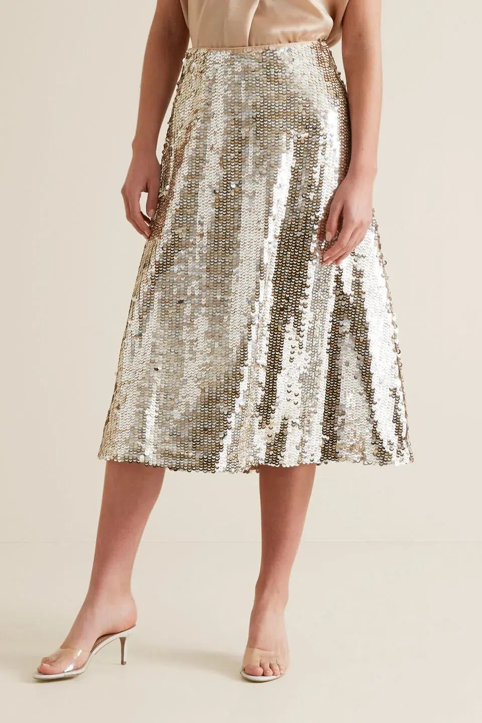 Seed Heritage Sequin Midi Skirt Silver Size XS / AU 6 photo 2