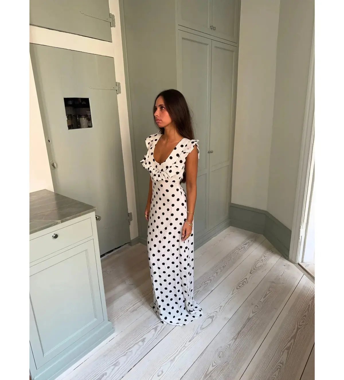 Design by Si Luna Maxi Dress Polka Dots White/Black Size AU 8 photo 2