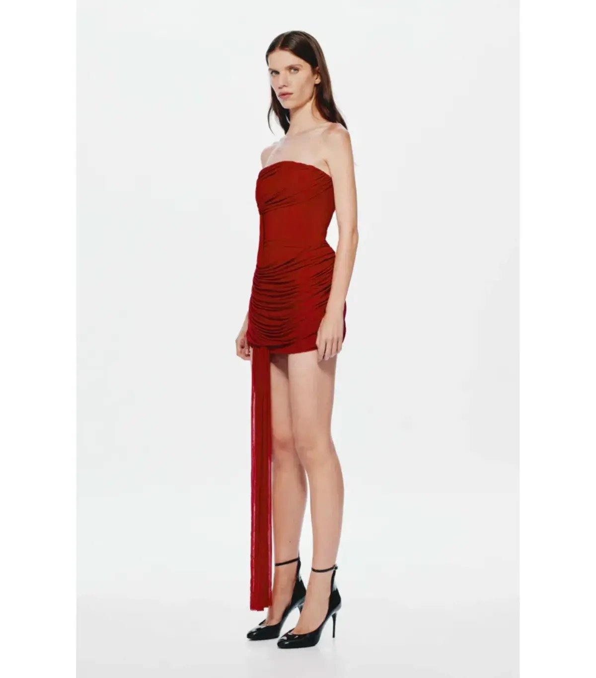 Misha The Ember Wrapped Mini Dress in Cherry Red XS / AU 6 photo 6
