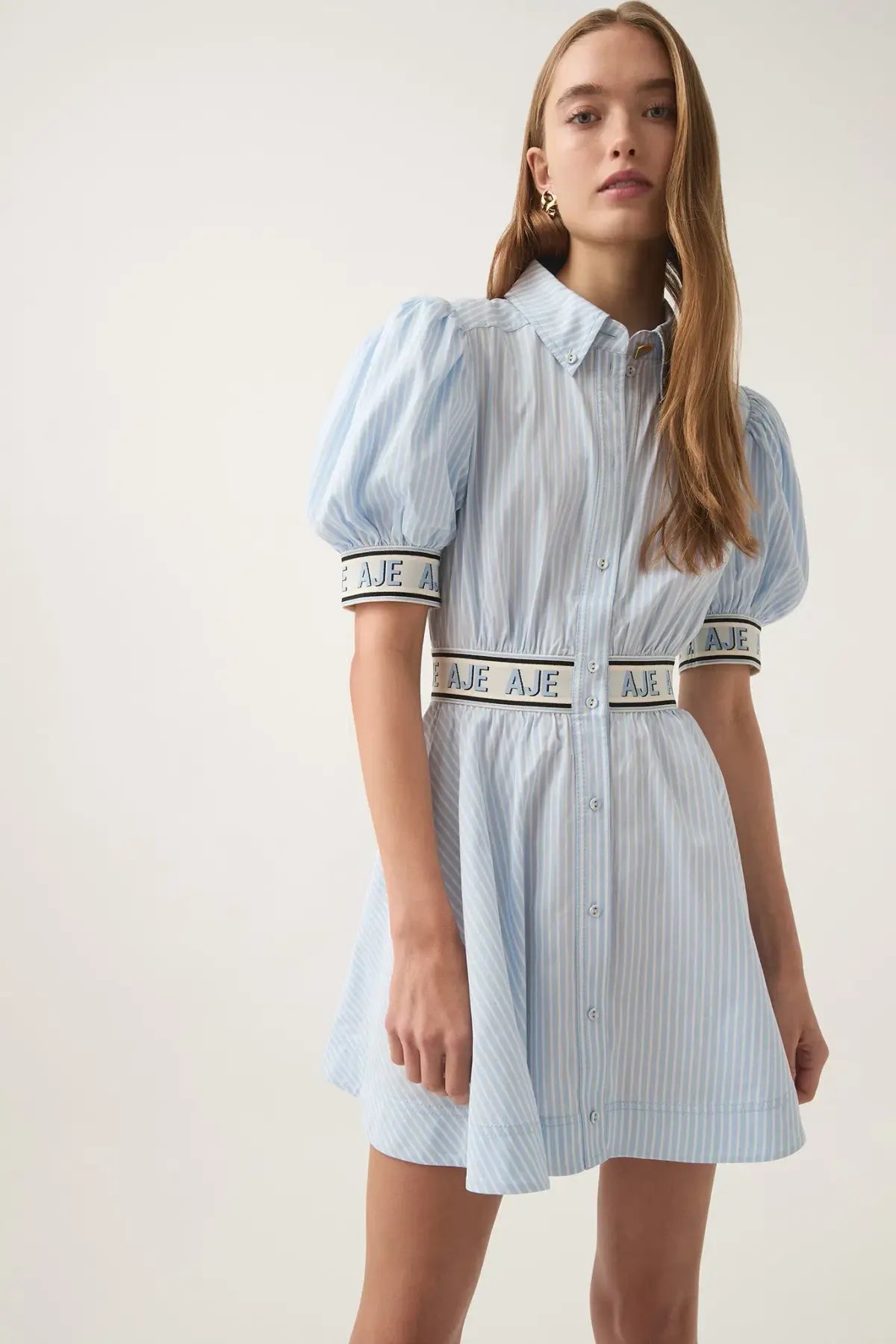 Aje Harling Logo Mini Dress in  Muted Sky Size AU 8 photo 4