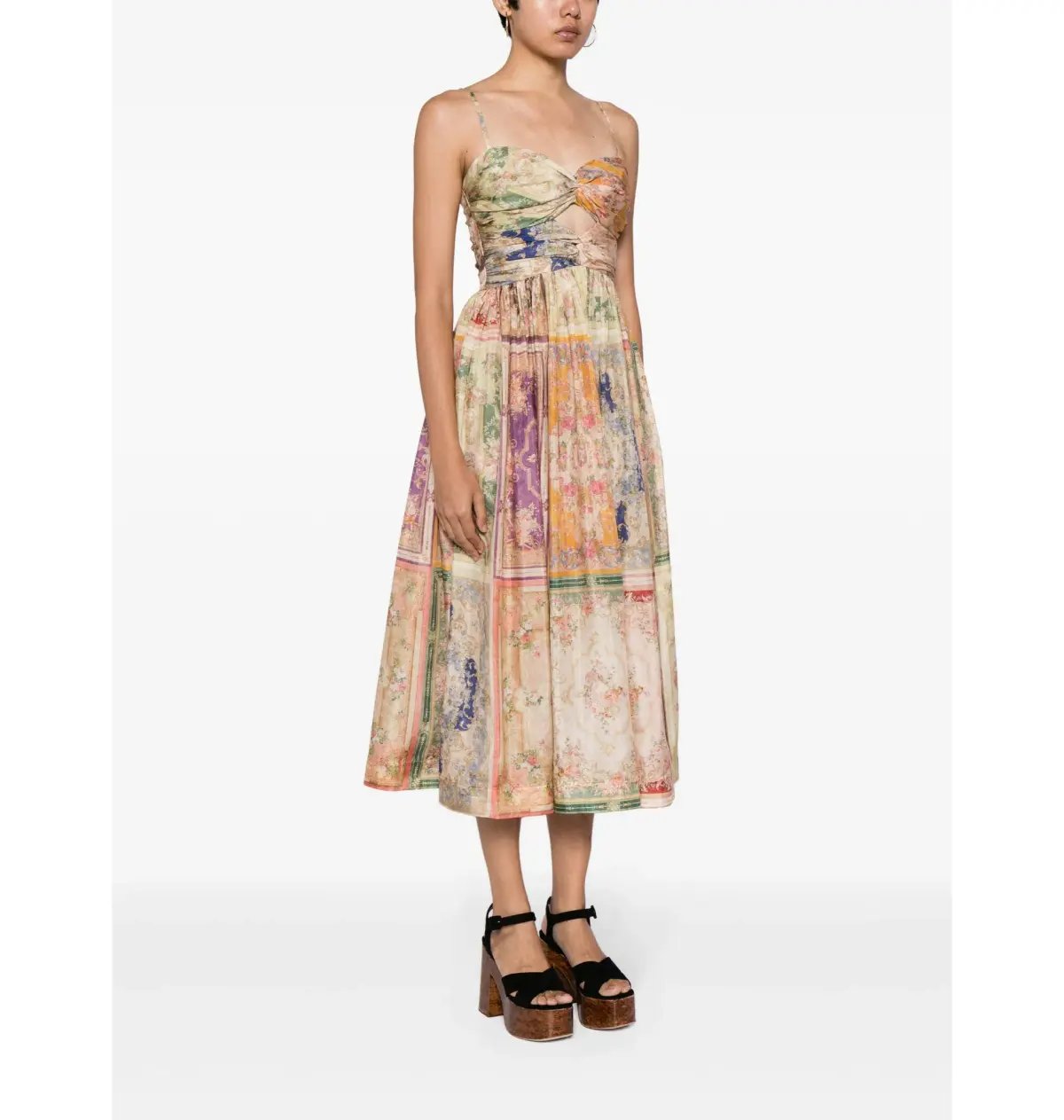 Zimmermann August Tie front Midi Dress  in Patch Floral Size 3 / AU 14 photo 2