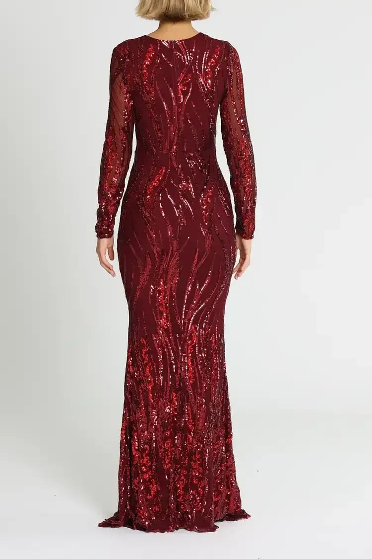 L'amour Deep V Plunge Dress in Wine Size AU 8 photo 3