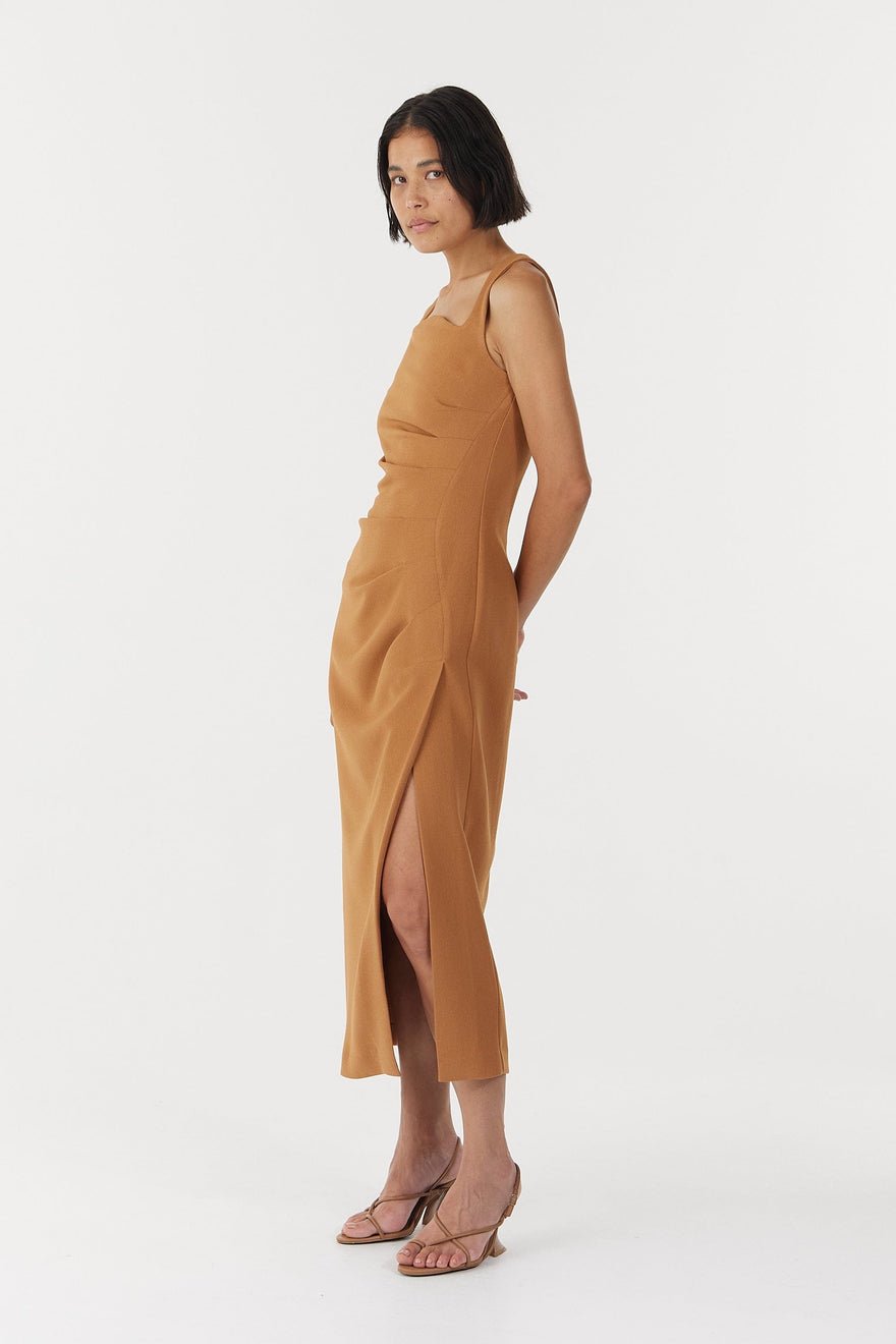 Third Form Enigma Tuck Dress - Camel photo 3