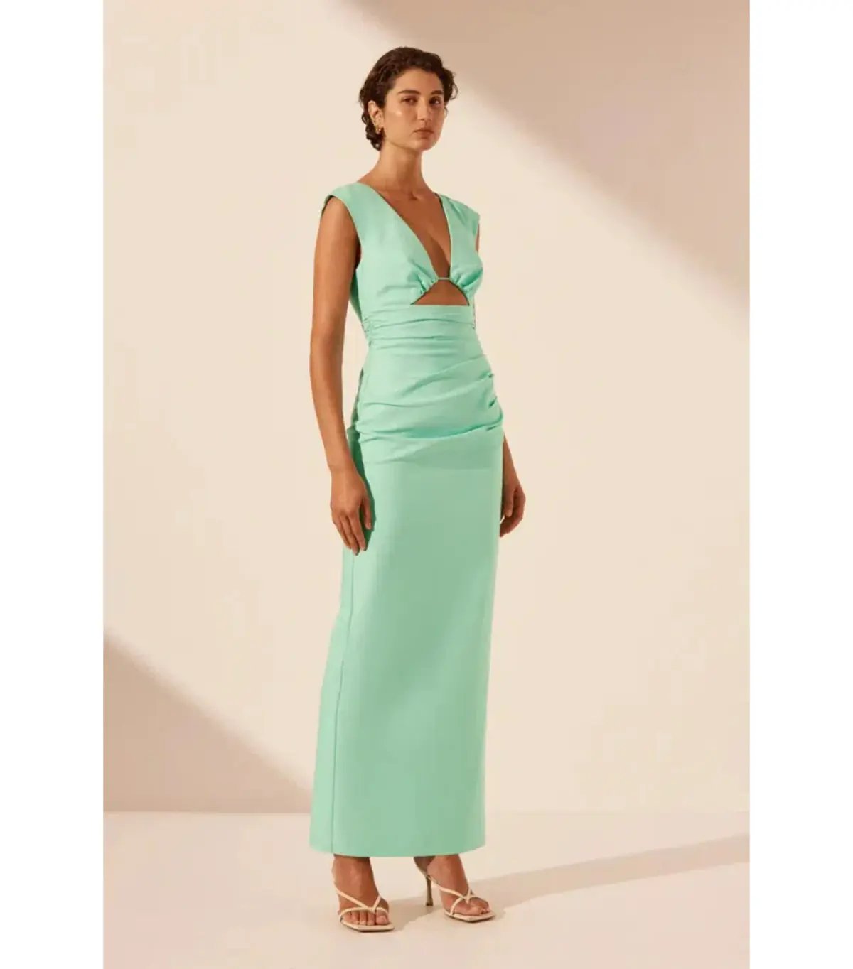 Shona Joy Lani Plunged Cut Out Maxi Dress in Aqua Size AU 14 photo 2