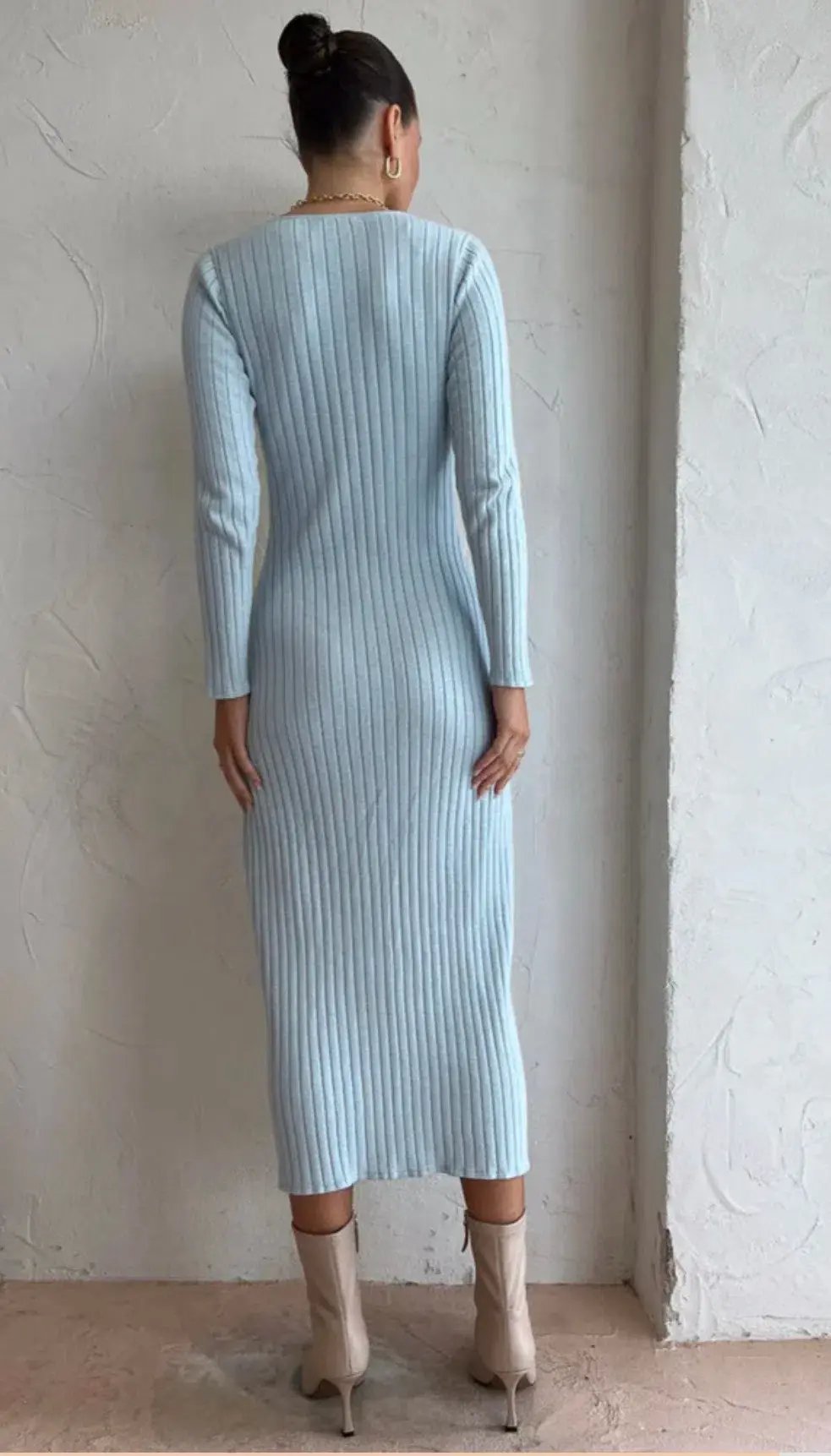By Nicola Astrology Midi Knit Dress In Ice Blue Size AU 8 photo 2