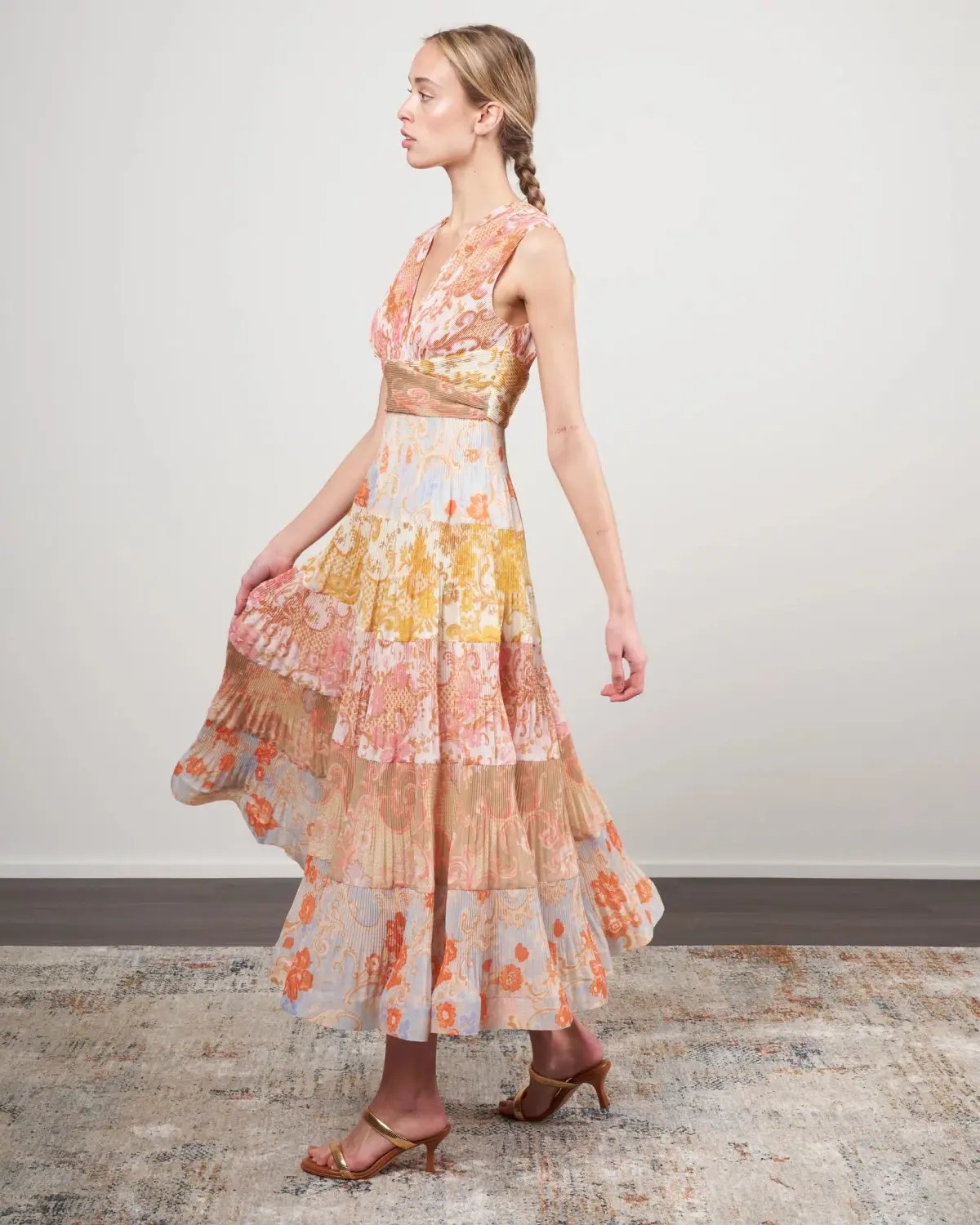 Zimmermann Postcard Pleated Midi Dress Spliced Size 1 / Au 10 photo 2
