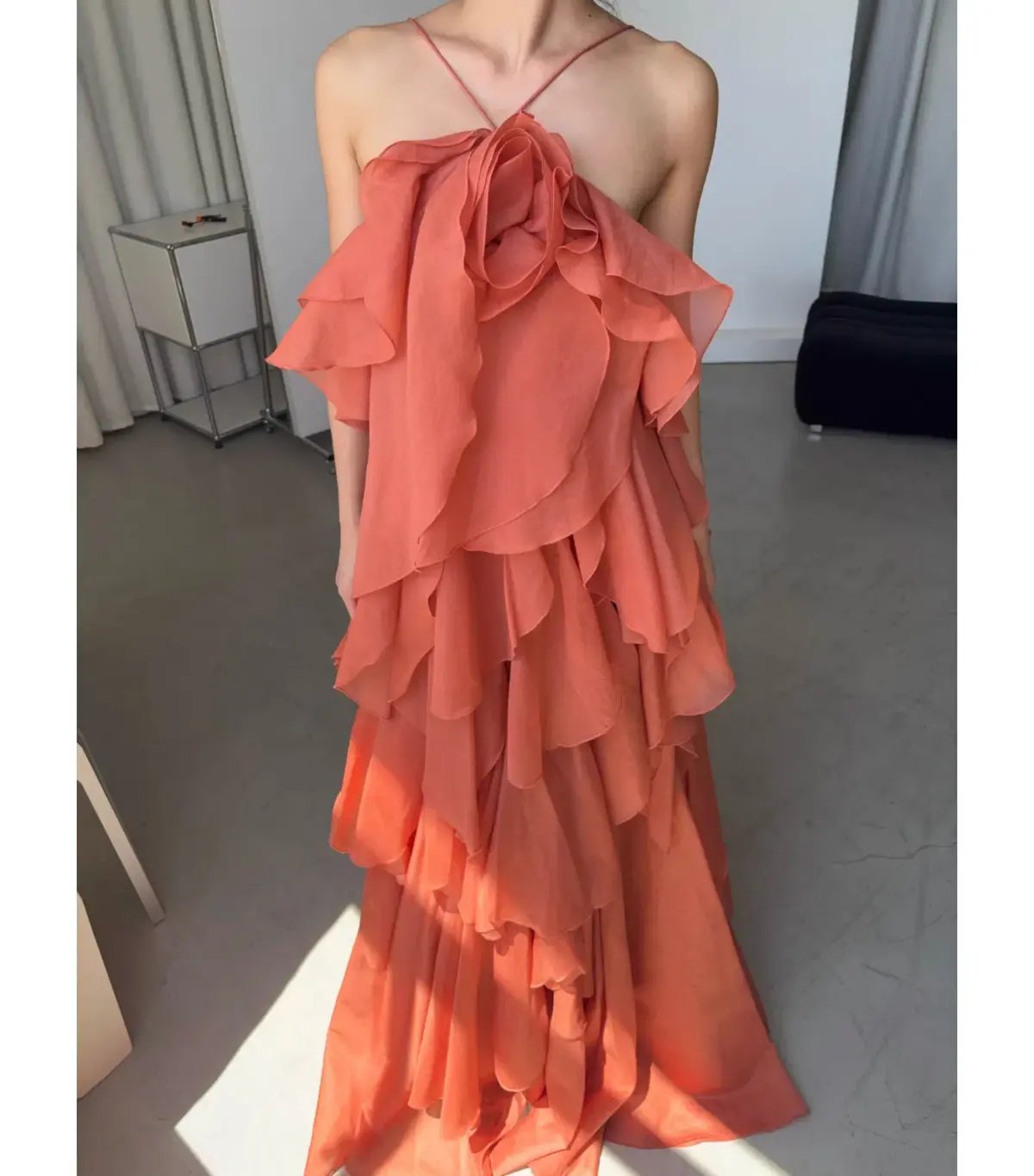 Aje Pandorea Layered Maxi Dress in Coral Clay Size AU 6 photo 3