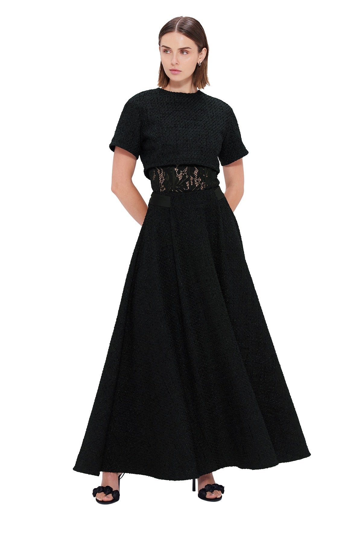 LEO LIN INDIE TWEED SLEEVE TOP - EBONY photo 4