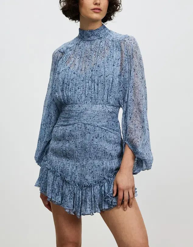 Shona Joy Harmony High Neck Ruched Mini Dress Blue Size 10 photo 2