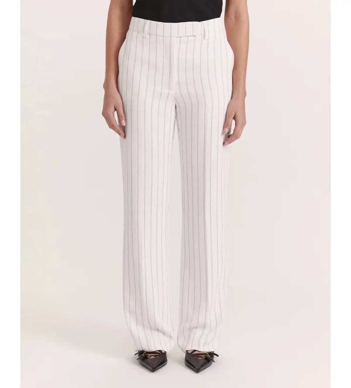 Saba Dharma Pinstripe Wide Leg Pants in White Size AU 6 photo 8