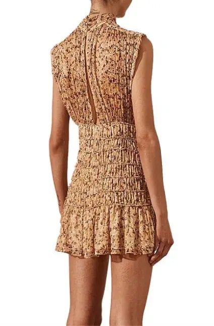 Shona Joy Colette High Neck Sleeveless Corded Mini Dress Print Size 12 photo 4