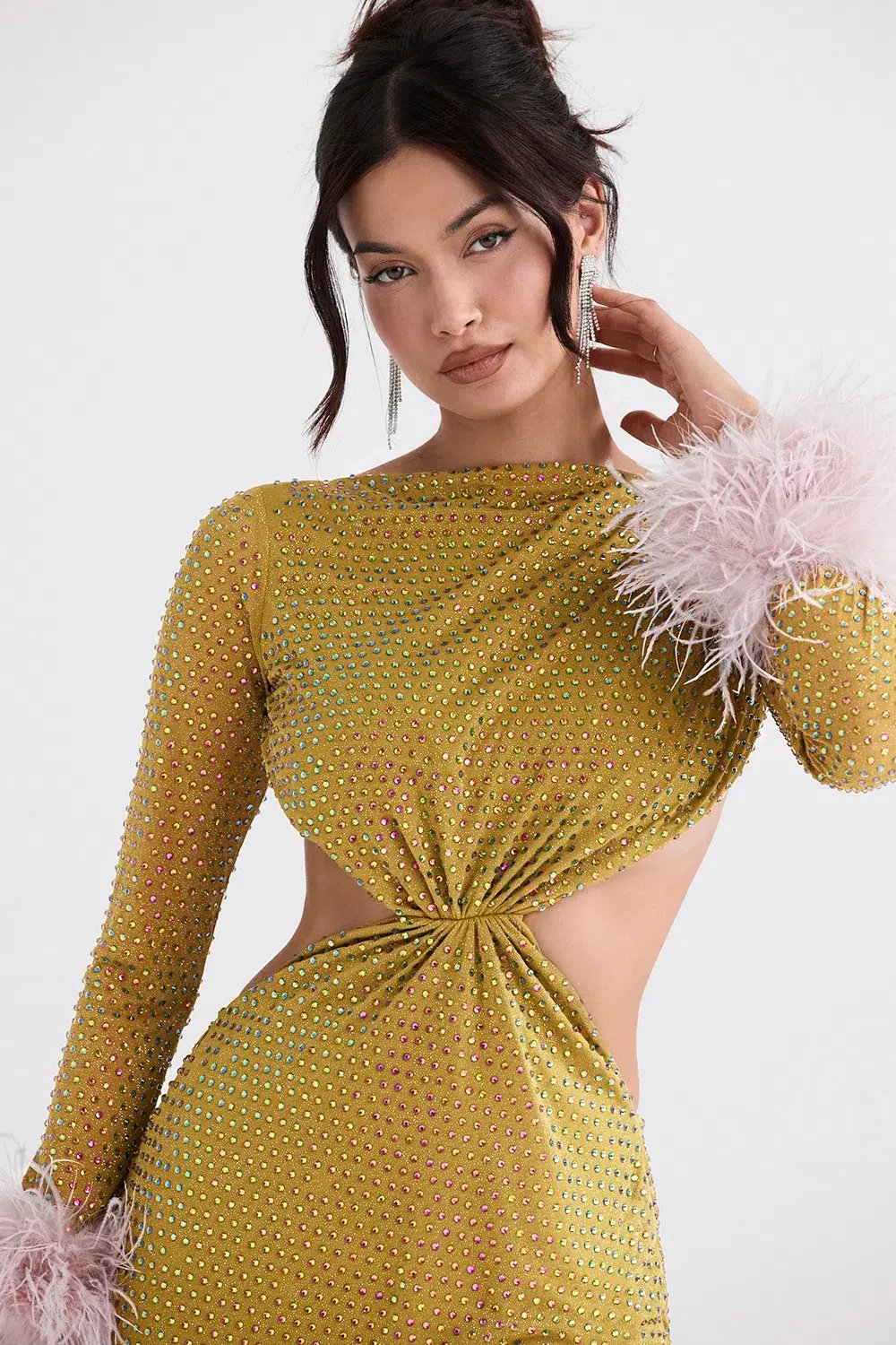 House of CB Gina Crystallised Maxi Dress Chartreuse Size S / AU 8 photo 3