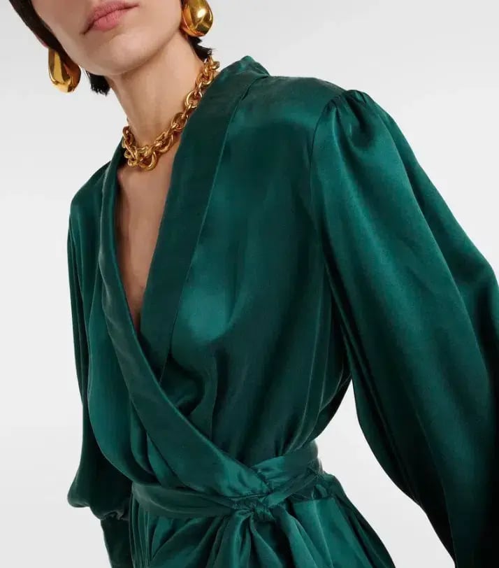 Zimmermann Silk Wrap Midi Dress - Green - Size 3 photo 2
