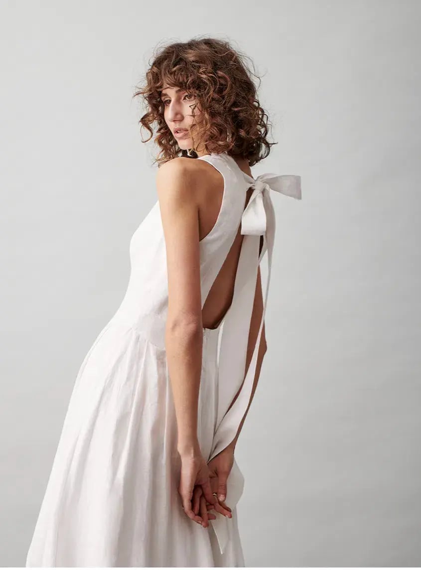 Joslin Marion Linen Maxi Sleeveless Dress White Size 8 photo 4