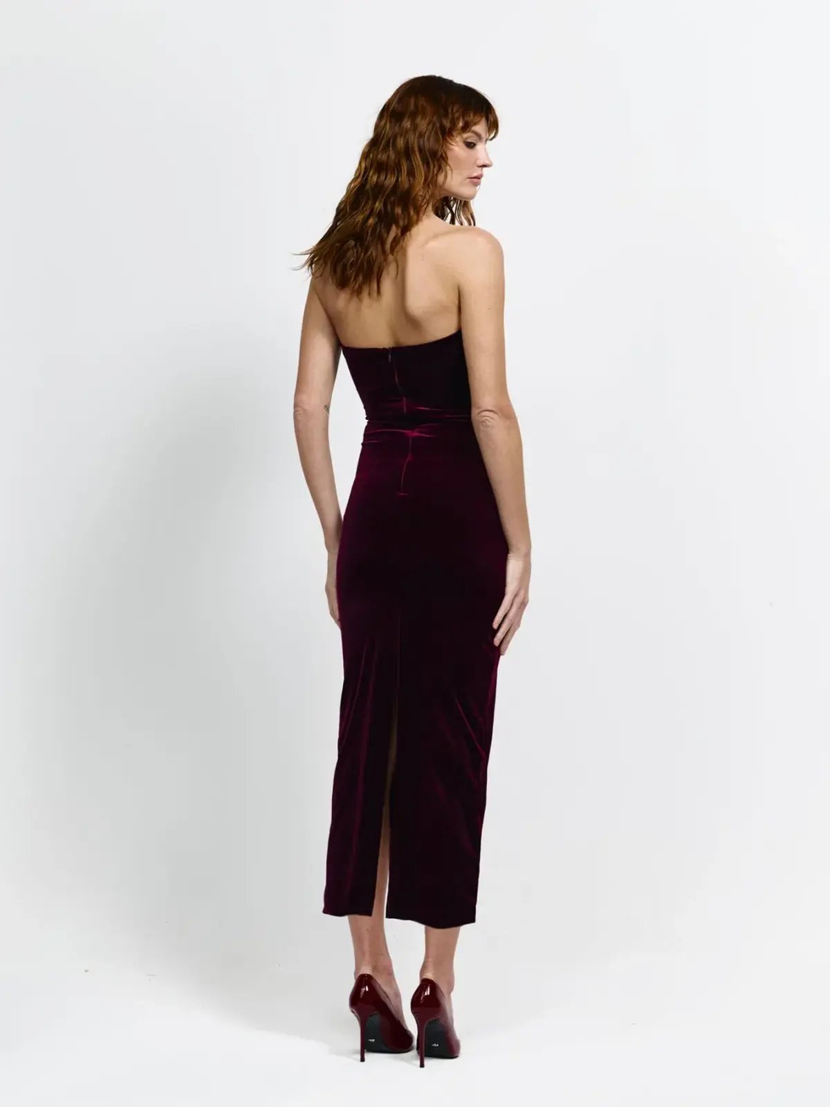 Effie Kats Annora Midi Dress in Wine Velvet Size M / AU 10 photo 2