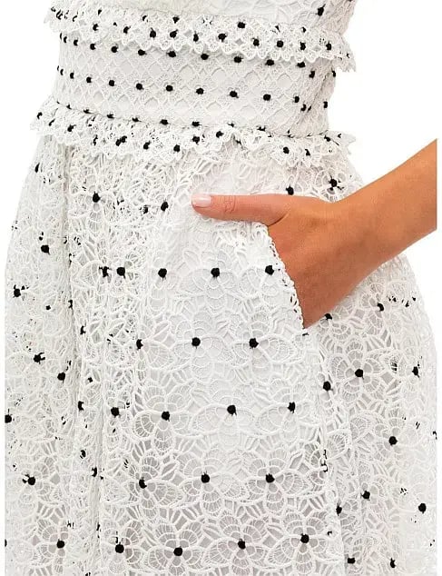 Self Portrait Guipure Hibiscus Midi Dress Ivory Size AU 12 photo 4