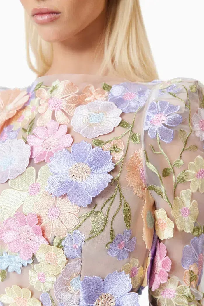 Elliatt Shannon 3D Floral Midi Dress Floral Size M / AU 10 photo 4