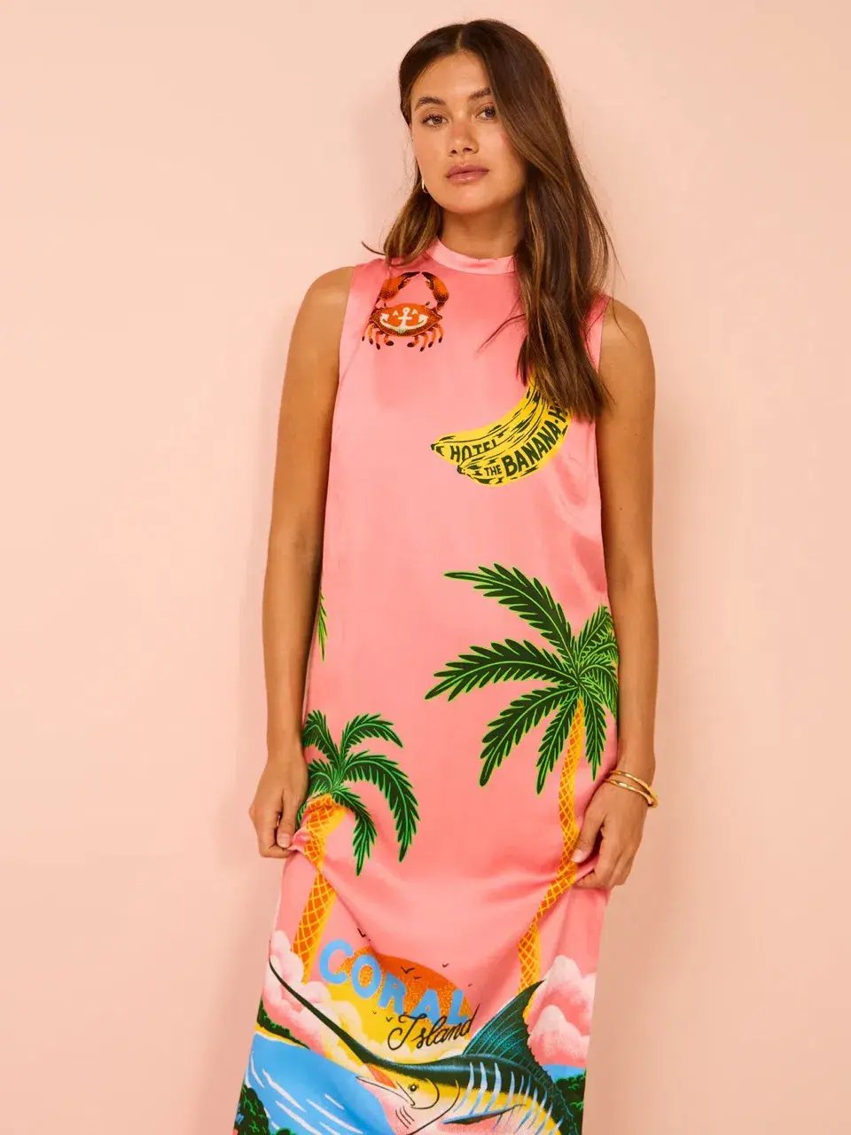 Alemais Paradiso Silk Midi Dress Pink Multi Size 10 AU photo 14