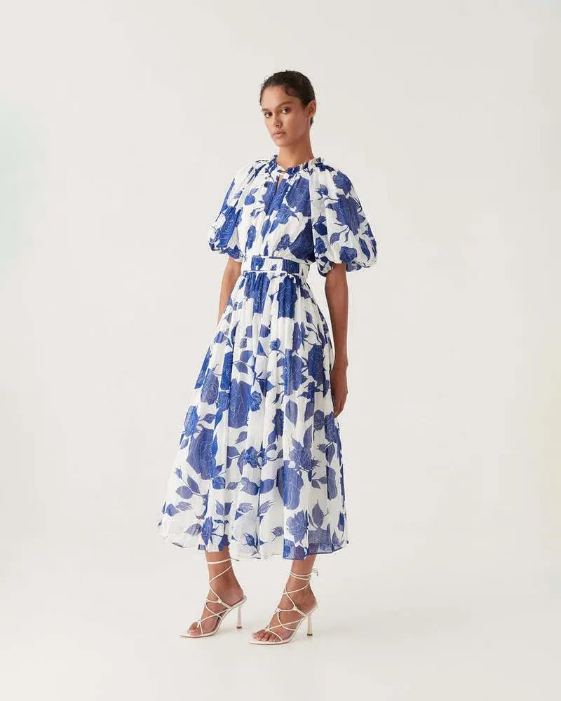 Aje Elsyium Floral Midi Dress Neo Rose Size AU 16 photo 2
