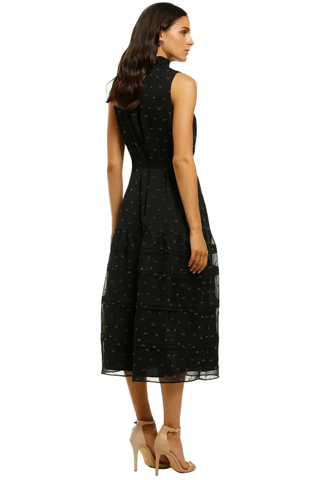 Stevie May Blackbird Midi Dress in Black Flocking Size 10 photo 3