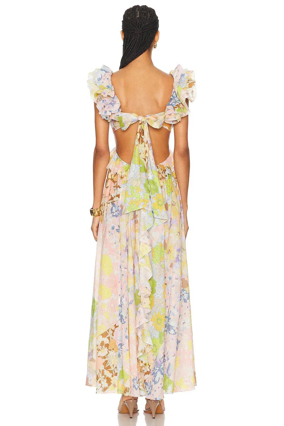 Zimmermann Pop Ruffle Sleeve Midi Dress Patch Floral Size 2/ AU 12 photo 3