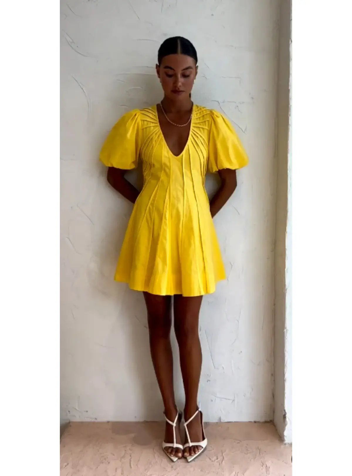 By Nicola Pineapple Mini Dress in Yellow Size AU 8 photo 2
