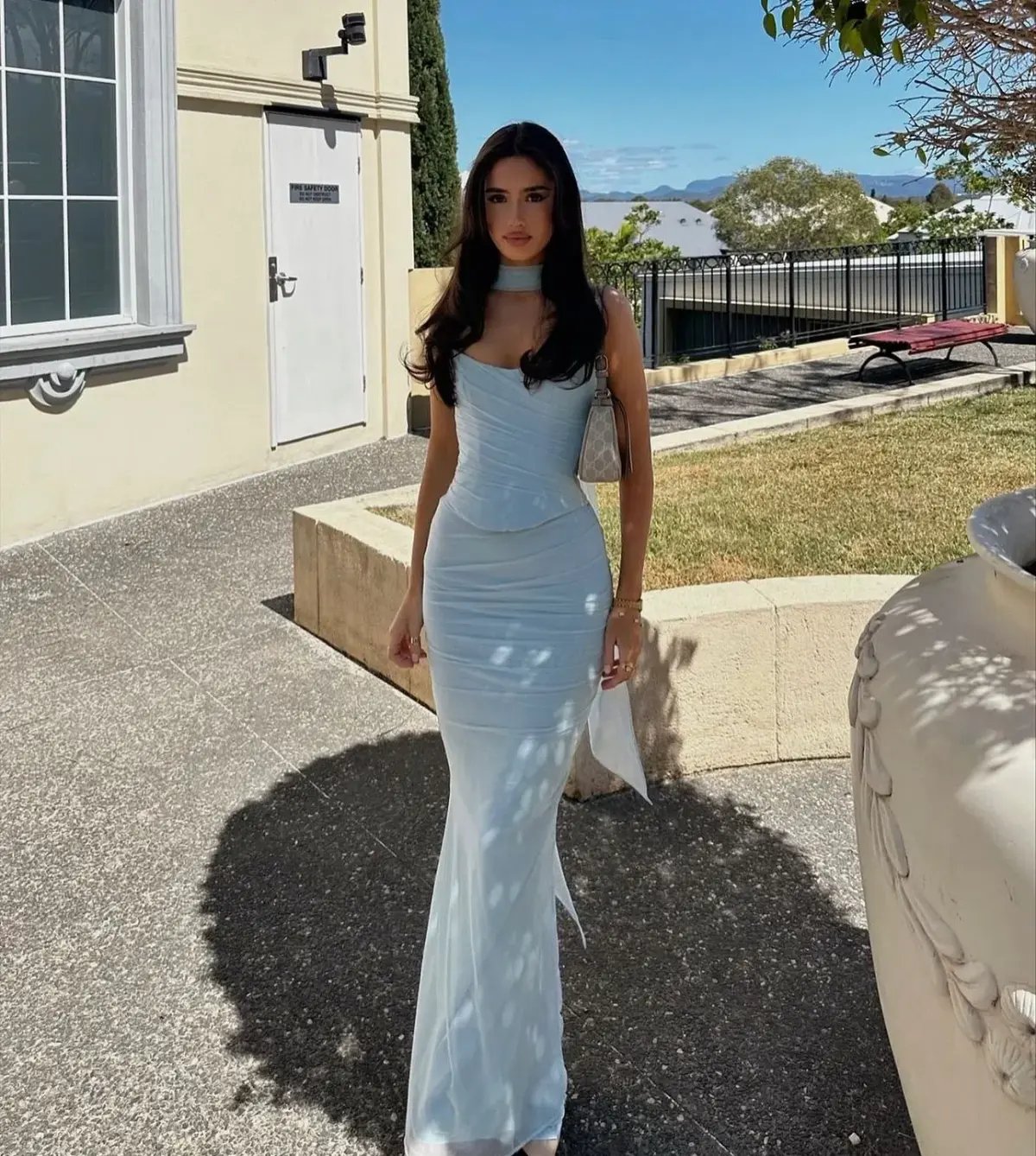 House of CB Hallie Strapless Corset With Neck Scarf and Cassidy Fluted Hem Maxi Skirt Set Bluebell Size S / AU 8 photo 7