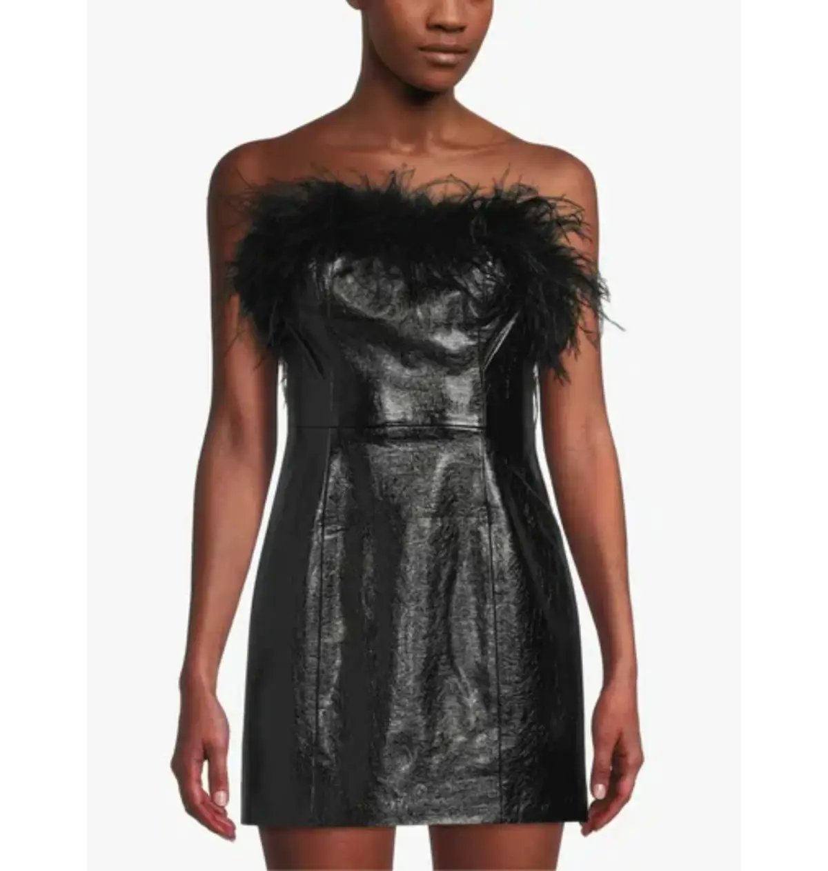 Kitri Poppy Vinyl and Feather Mini Dress Black Size AU 6 photo 2