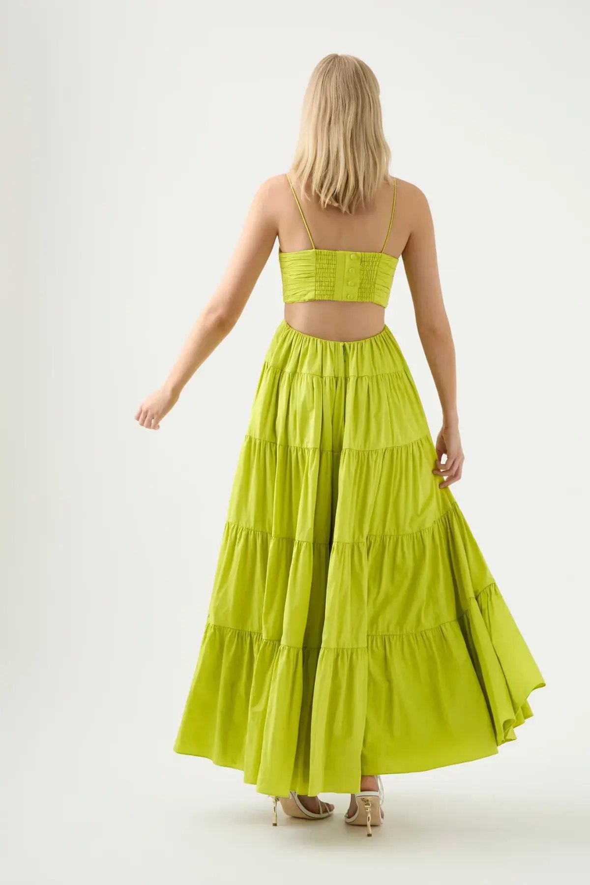 Aje Sartre Tiered Maxi Dress Green Size 8 / S photo 3