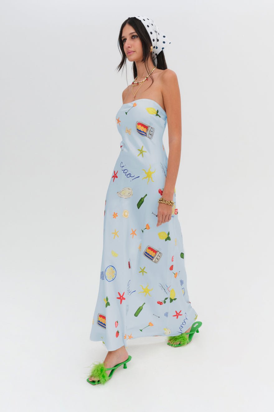 For Love and Lemons Carla Strapless Maxi Dress - Light Blue photo 2