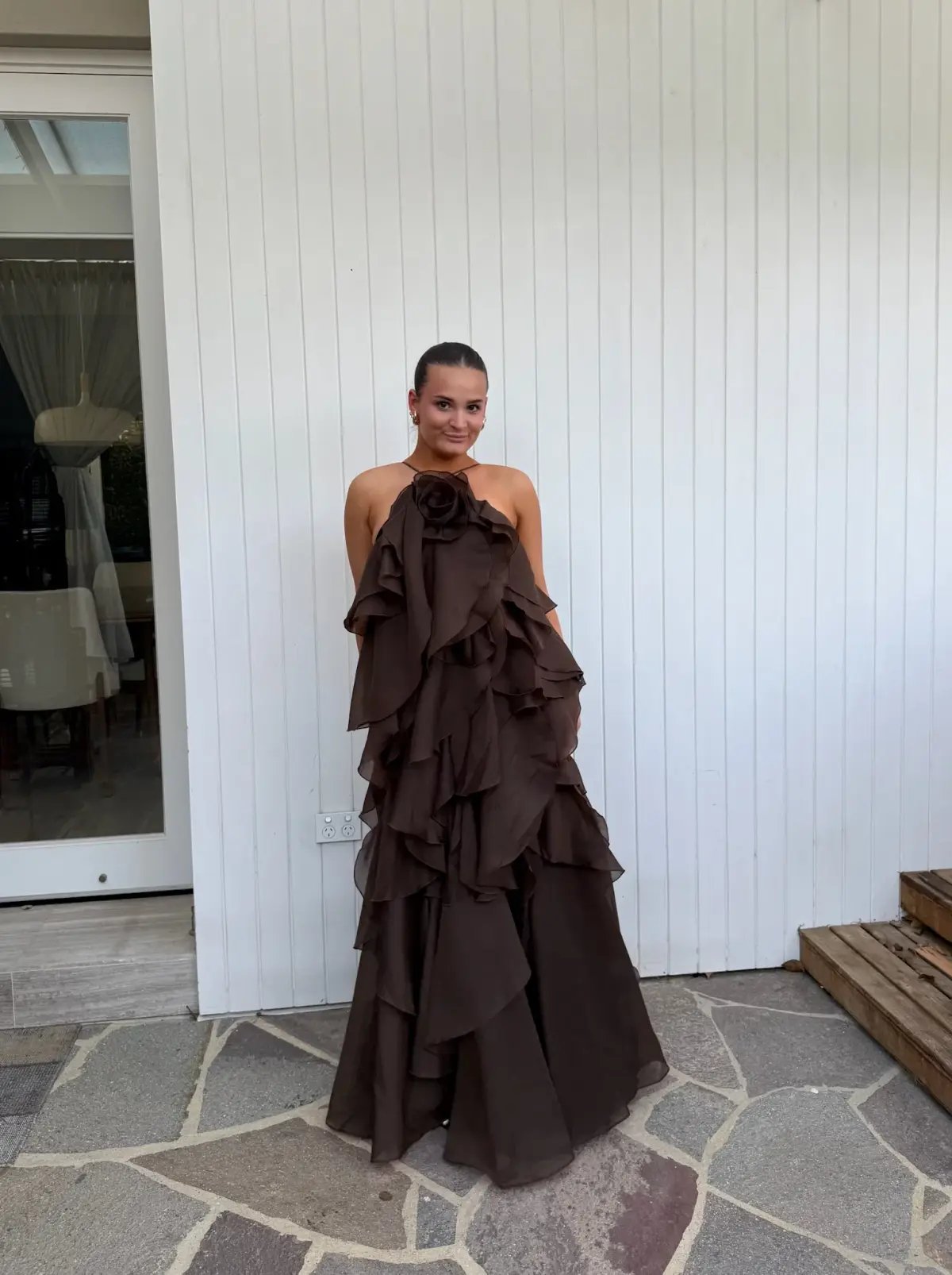 Aje Pandorea Layered Maxi Dress Brown Size AU 6 photo 4