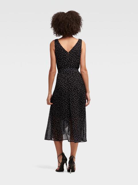 DKNY Sleeveless Ruffle Wrap Dress in Polka Dots Print Size 12 photo 2