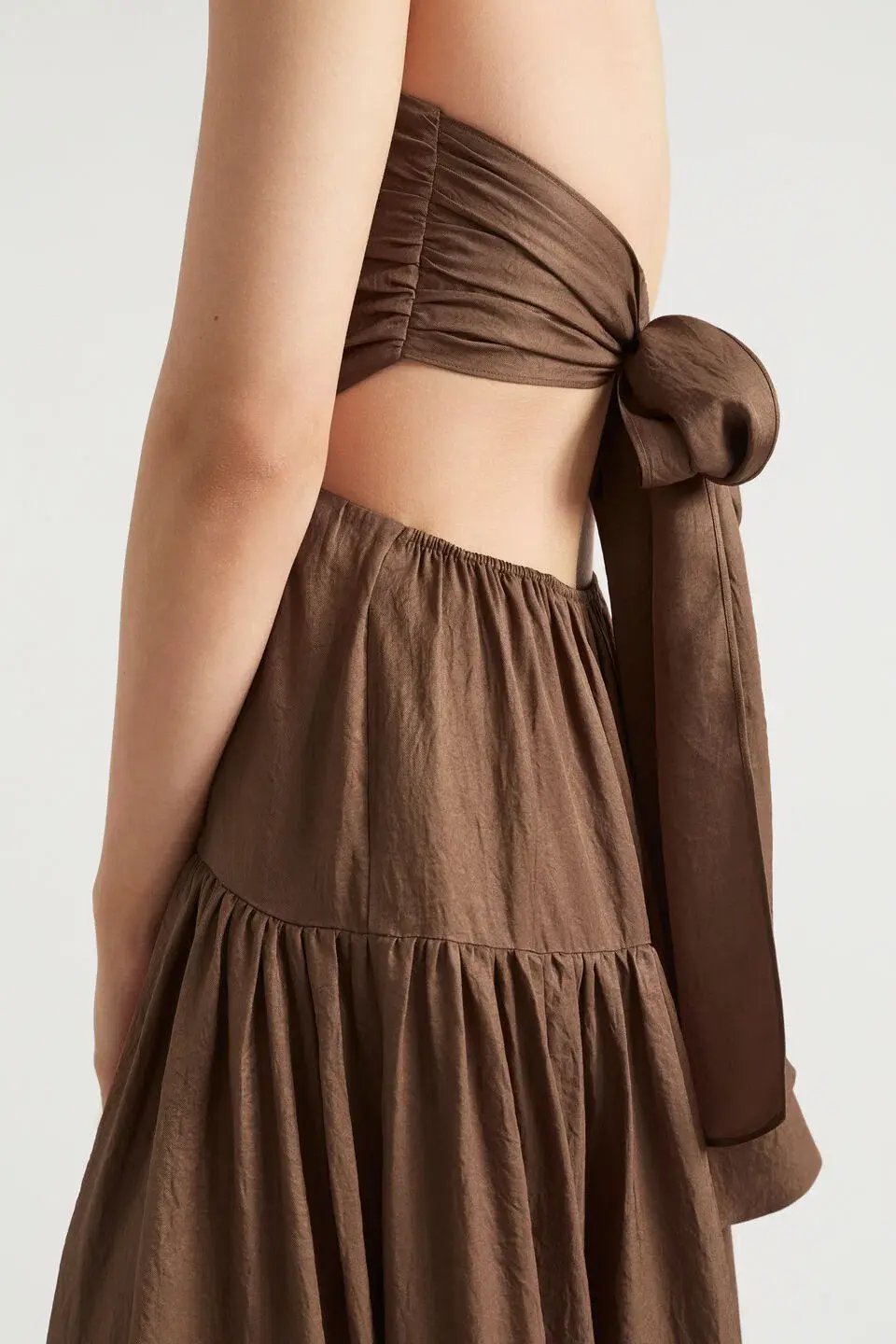 Seed Heritage Satin Cut Out Maxi Dress Pecan Brown Size 8 photo 2
