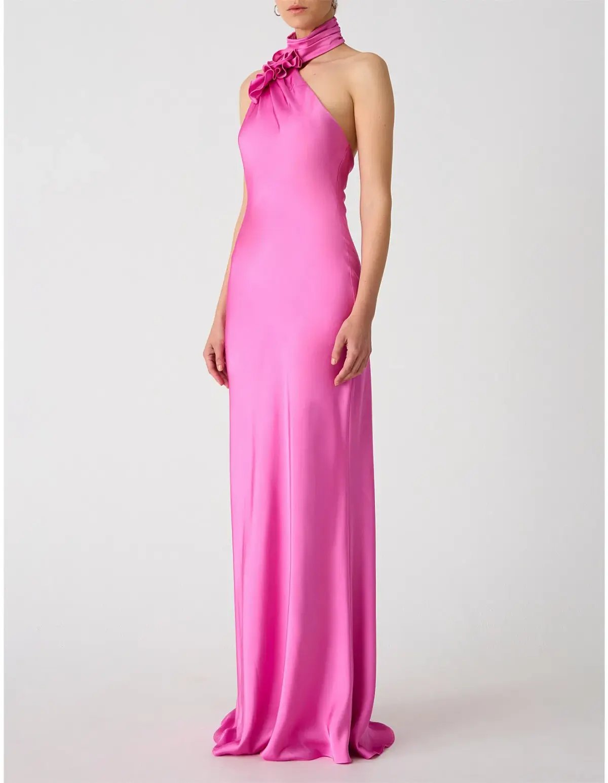 MISHA Teresa Rosette Detail Satin Maxi Gown Purple Rose Size 6/XS photo 2