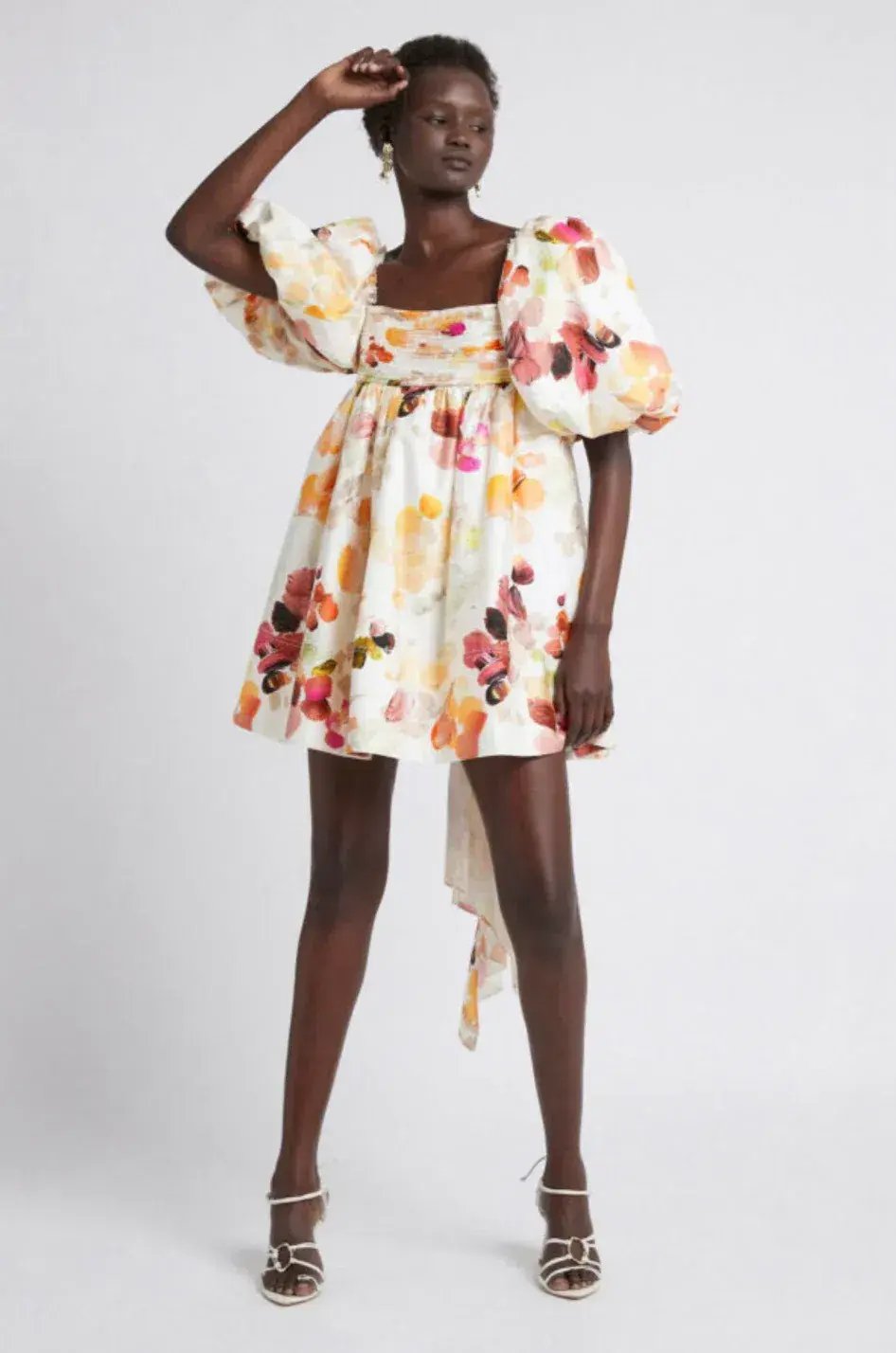 Aje Dassia Puff Sleeve Mini Dress in Floral - Size 8 photo 2