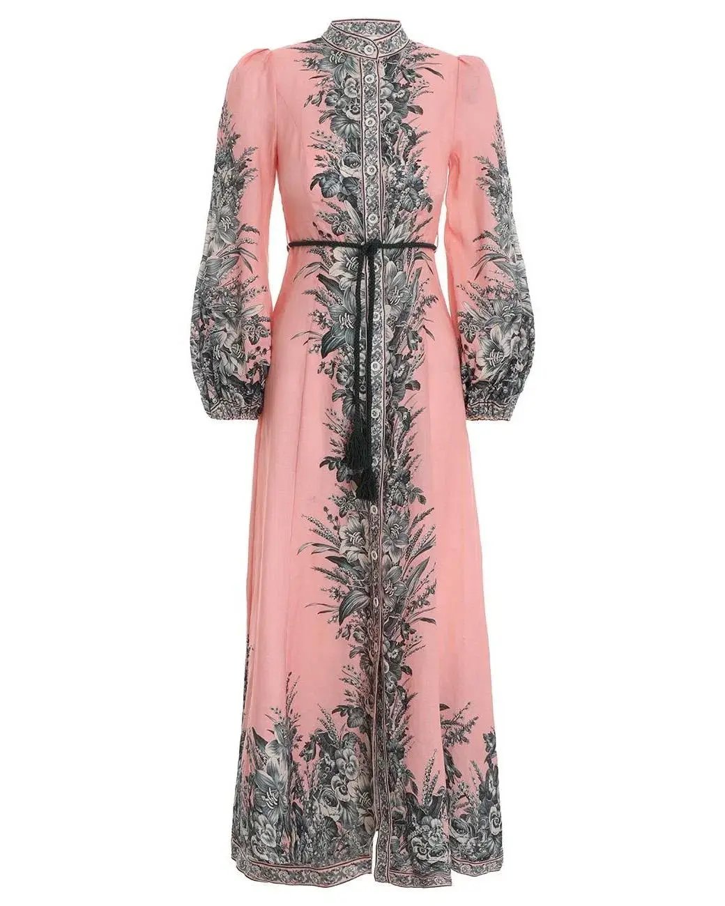 Zimmermann The Moonshine Billow Long Dress in Pink Lily Size 2 / AU 12 photo 2