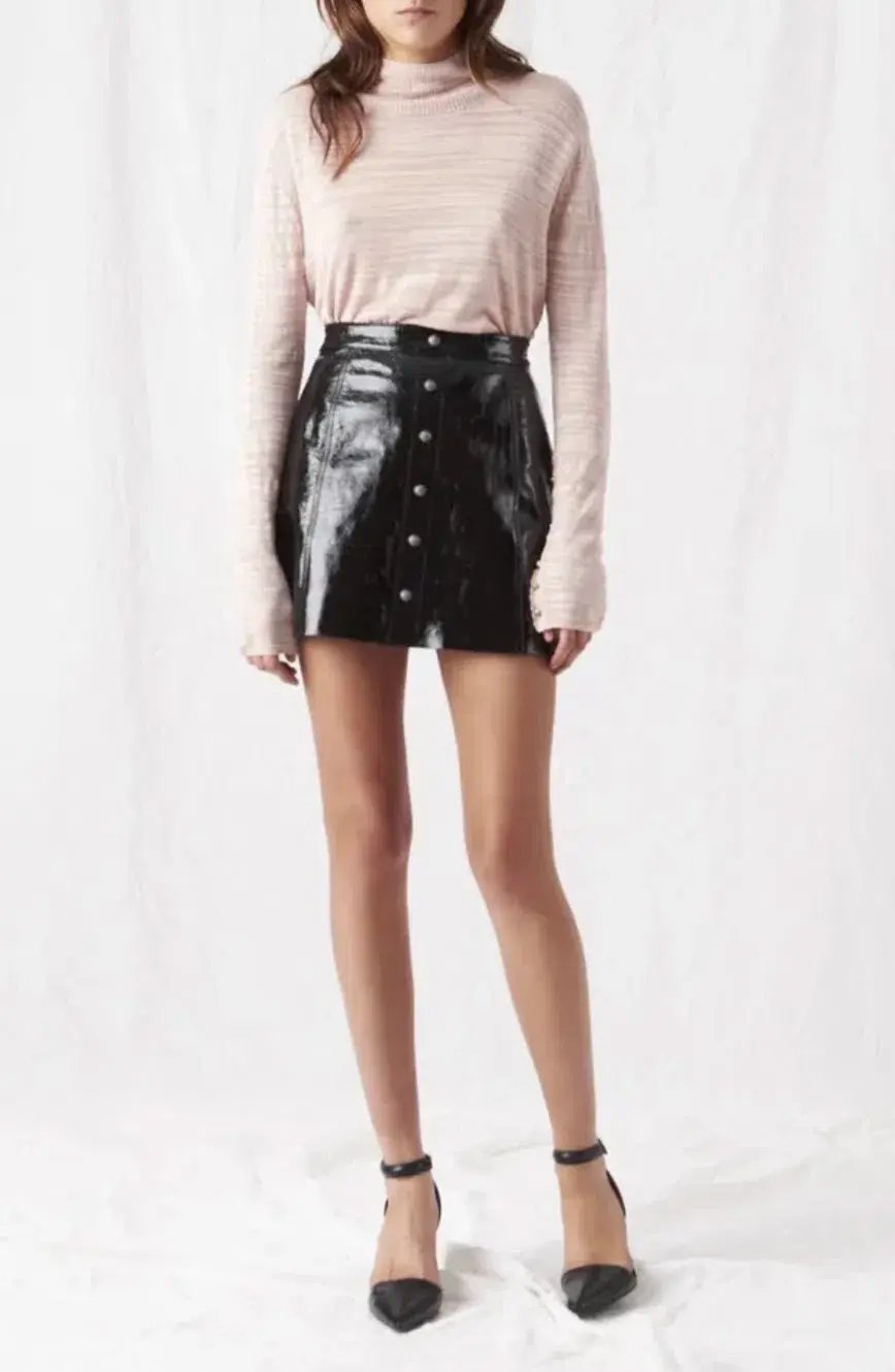 Aje Pallenberg Patent Leather Mini Skirt Black Size 10 / M photo 2