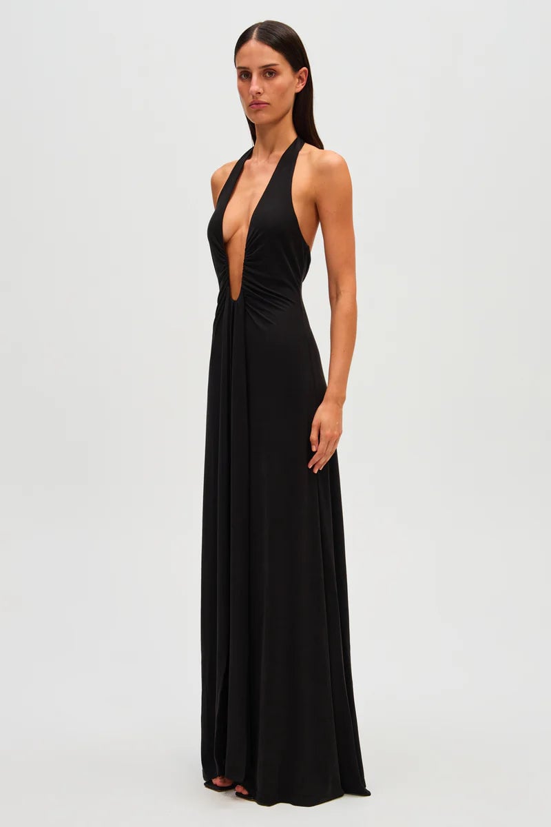 MISHA JENNIFER CUPRO MAXI DRESS - BLACK photo 2