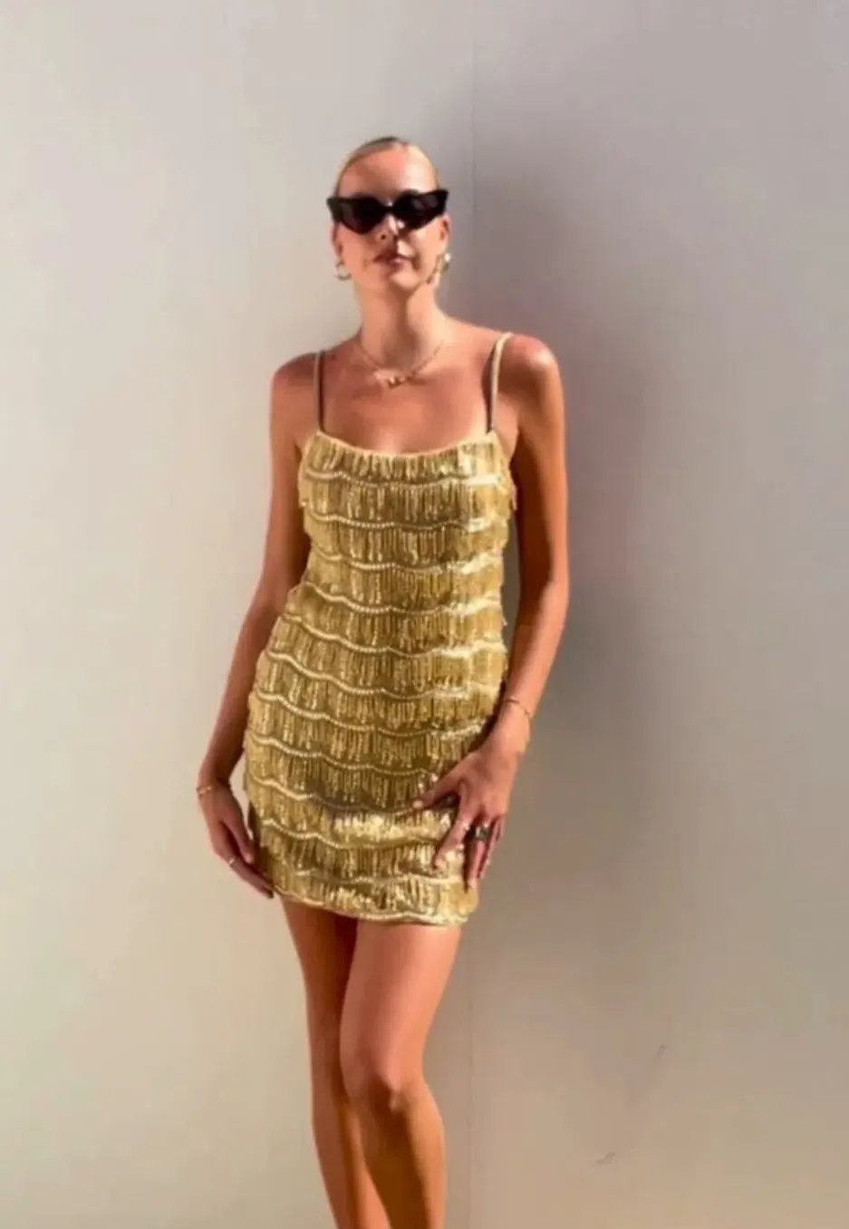 Rachel Gilbert Sadie Mini Dress Gold Size 2 / AU 10 photo 2