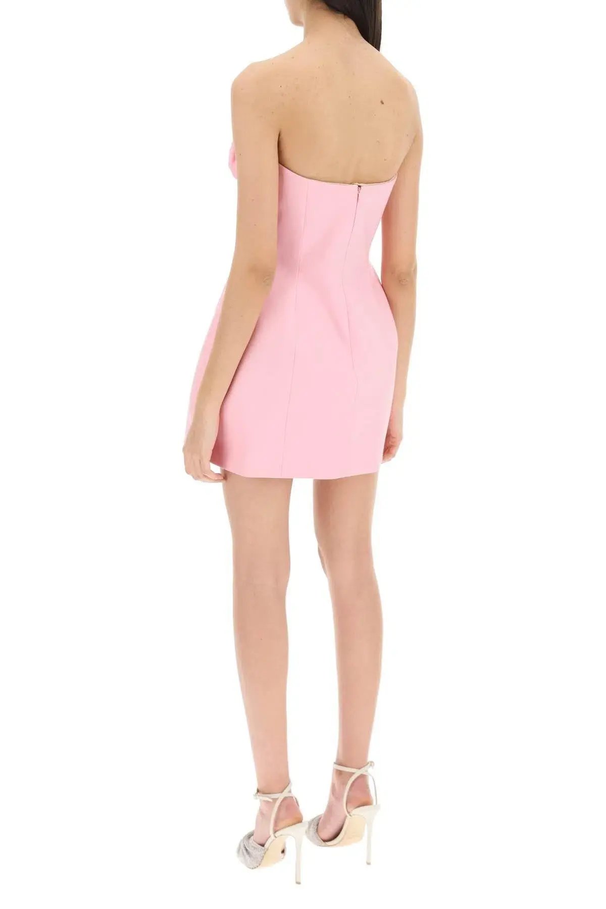 Magda Butrym Pink Mini Dress Rose Appliqué Cutout Wool Pink Size 10 photo 3