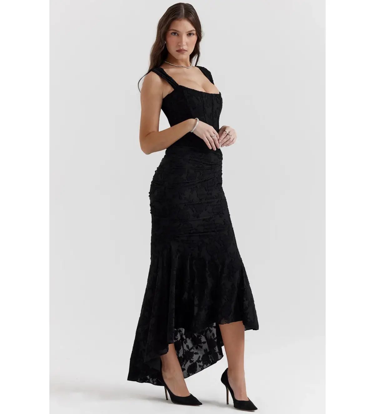 House Of CB Cesca Maxi Dress Black Floral Size 14 photo 4
