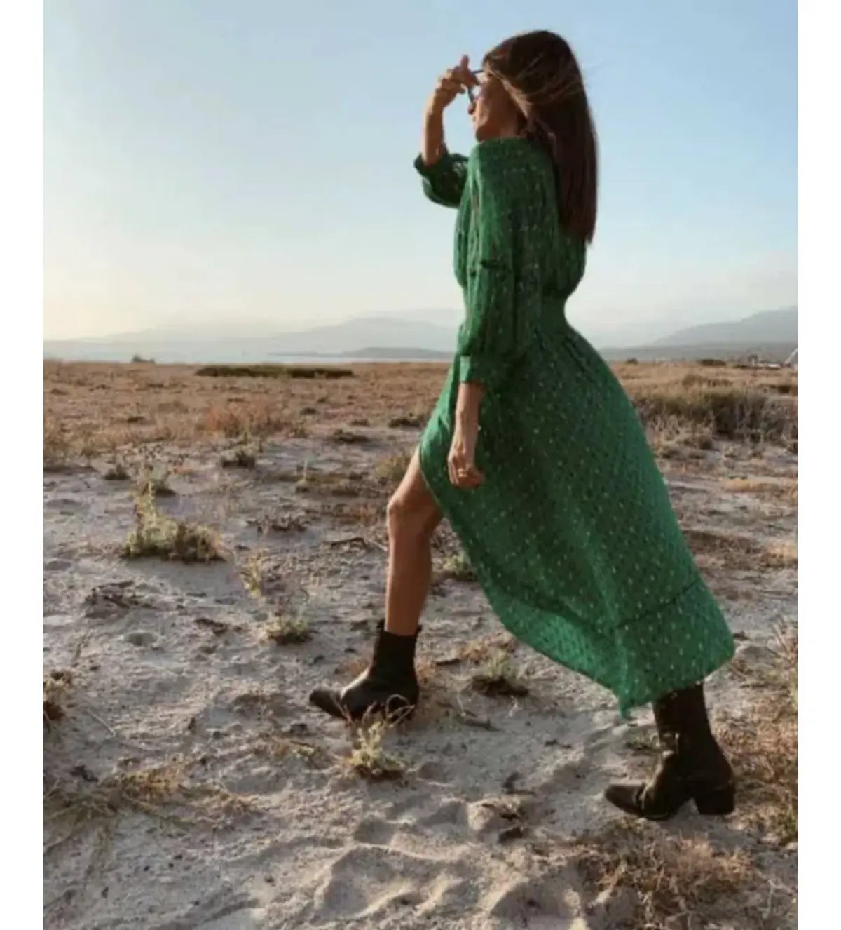 Ba&Sh Cyana Midi Dress Green Print Size 1/AU 8-10 photo 7
