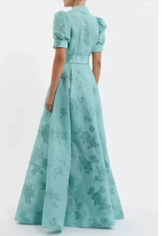 Rebecca Vallance Benette Short Sleeve Gown Teal Blue Size 16 photo 3