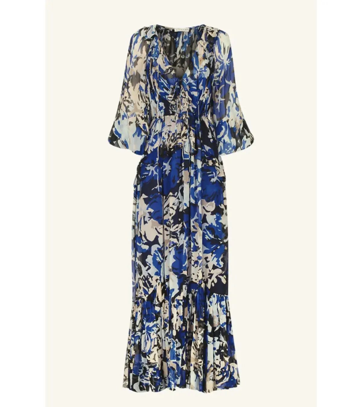 Shona Joy Olea Drawstring Ruffle Maxi Dress Print Size AU 16 photo 6
