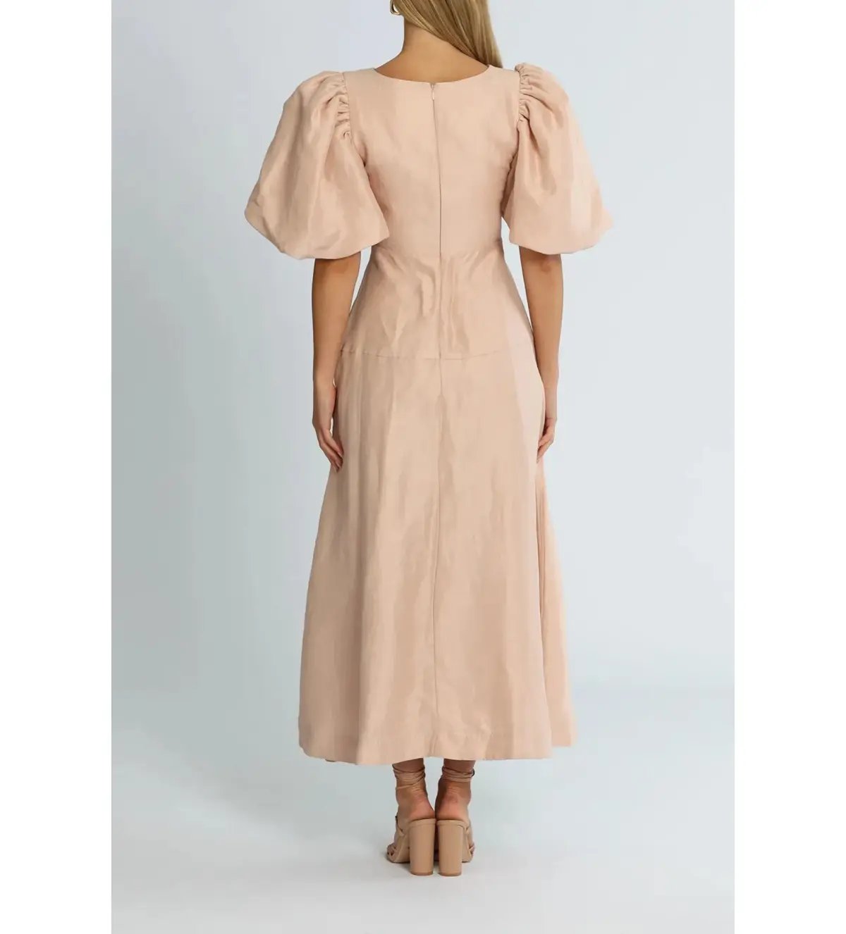 Aje Twist Knot Midi Dress Puff Sleeve Dusk Size 10 photo 3