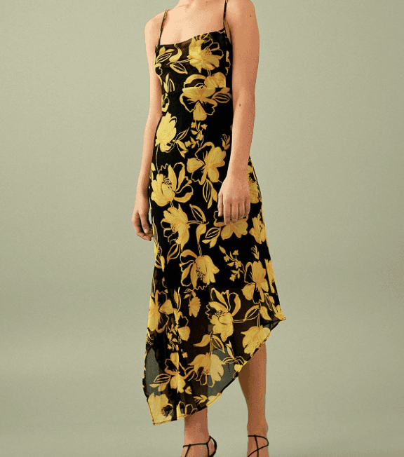 C/MEO Collective On and Off Midi Dress in Black Abstract Floral Size 10 photo 2