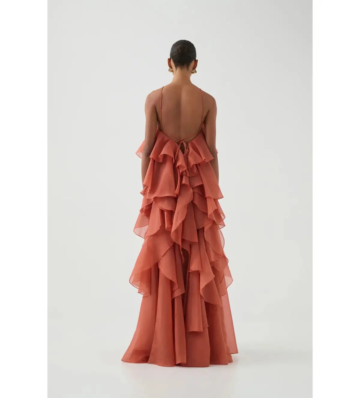 Aje Pandorea Layered Maxi Dress Coral Clay Size AU 14 photo 4