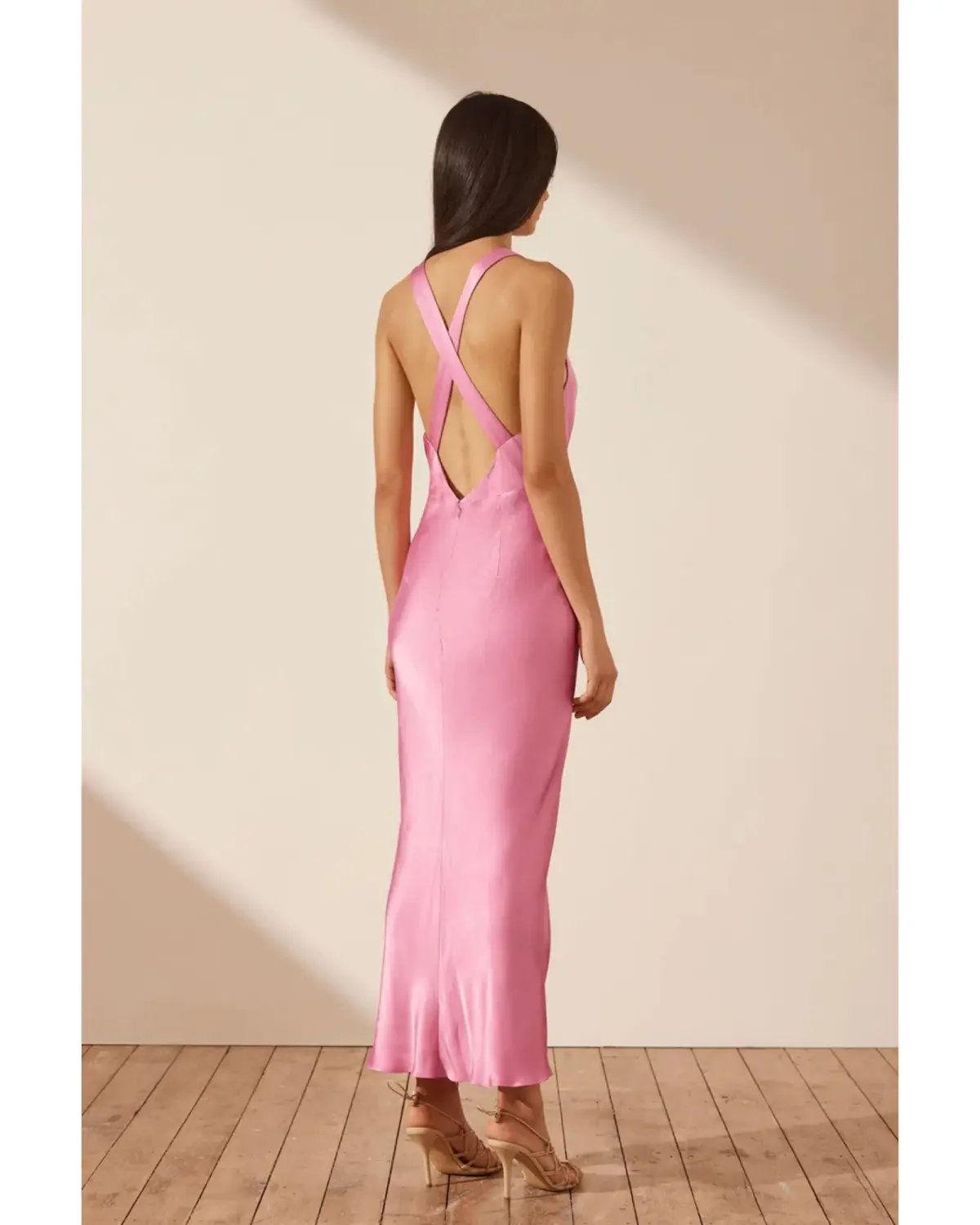 Shona Joy Arienzo Plunge Cross Back Dress Pink Size AU 8 photo 3